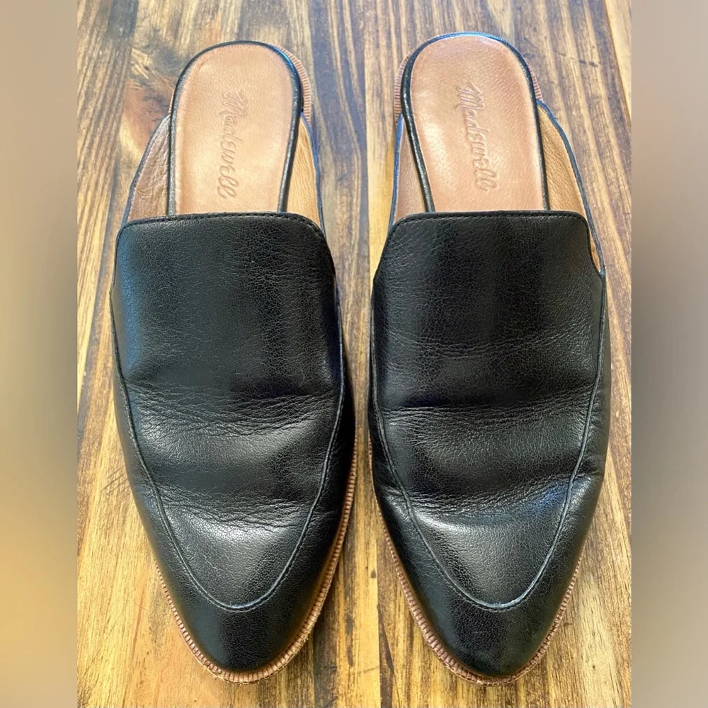 Madewell Womens The Frances Skimmer Mules Leather Black Retail $130 sz 7.5 - Picture 3 of 8